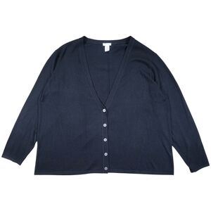 J Jill Cardigan Womens 3X Black Silk Blend V Neck Button Front Sweater Academia